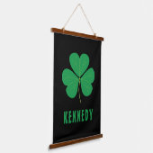 Kleeblatt Green Clover Ireland Celtic Irish Name Wandteppich Mit Holzrahmen (Gewinkelt)
