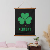 Kleeblatt Green Clover Ireland Celtic Irish Name Wandteppich Mit Holzrahmen (Schlafzimmer)