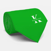 Kleeblatt Green Elegante Monogram + Name Krawatte (Gerollt)