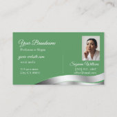 Kleeblatt Green Wavy Silver Decor Initials Foto Visitenkarte (Rückseite)