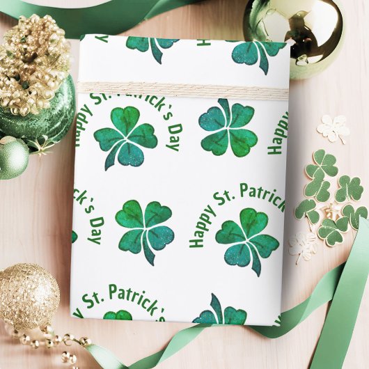 Kleeblatt Grün St. Patrick`s Day Geschenkpapier
