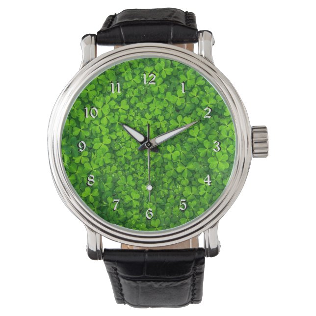 Kleeblatt grün, St. Patrick's Day, Schau dir an Armbanduhr (Vorderseite)