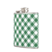 Kleeblatt Grün und Weiß Karo Gingham Hip Flask Flachmann (Links)