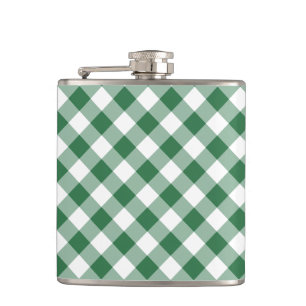 Kleeblatt Grün und Weiß Karo Gingham Hip Flask Flachmann