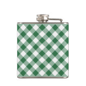 Kleeblatt Grün und Weiß Karo Gingham Hip Flask Flachmann (Rückseite)