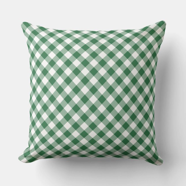 Kleeblatt Grün und Weiß Karo Gingham Pillow Kissen (Vorderseite)