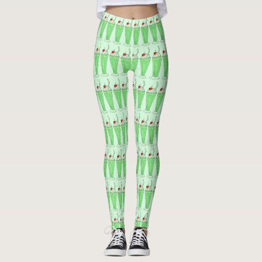 Kleeblatt Grüne Minze Schütteln Milchshake Legging Leggings (Vorderseite)