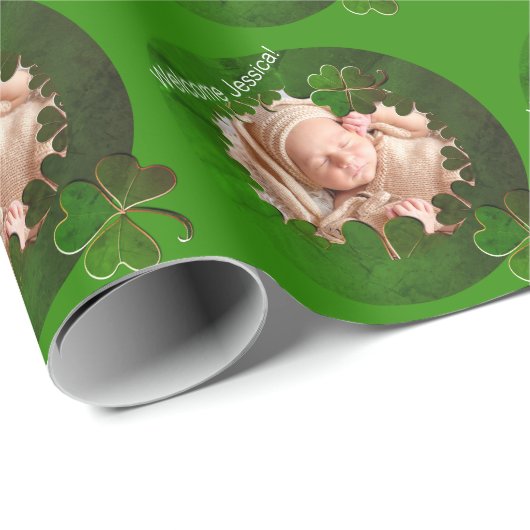 Kleeblatt - Grüne Rahmen * Foto Geschenkpapier (Rolleneckpunkt)