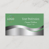 Kleeblatt Grüne Silber-Dekoration mit Logo-Foto Visitenkarte (Vorderseite)