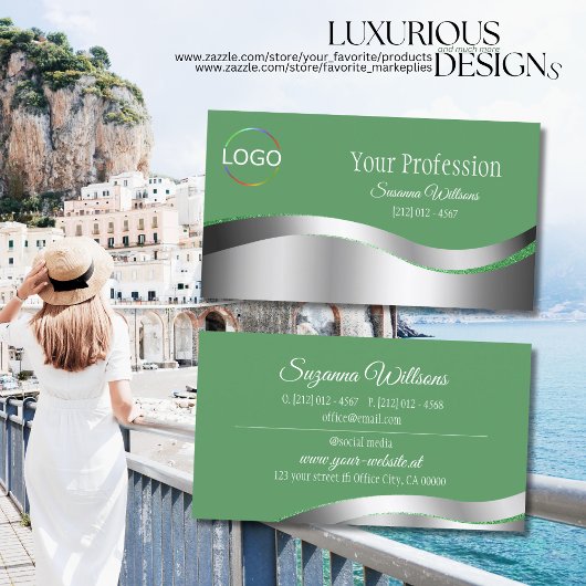 Kleeblatt Grüne Silber-Dekoration mit Markenlogo Visitenkarte