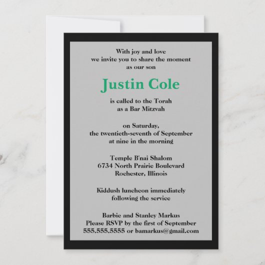 Kleeblatt Grüne Silberstreifen auf schwarzen Bar M Einladung (Vorderseite)