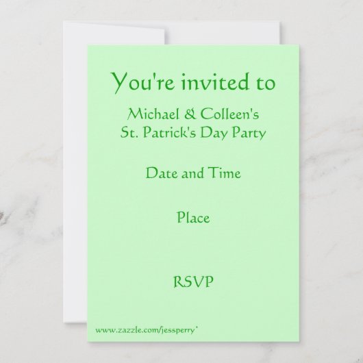 Kleeblatt "Happy St.Patrick's Day" Einladung grün (Rückseite)