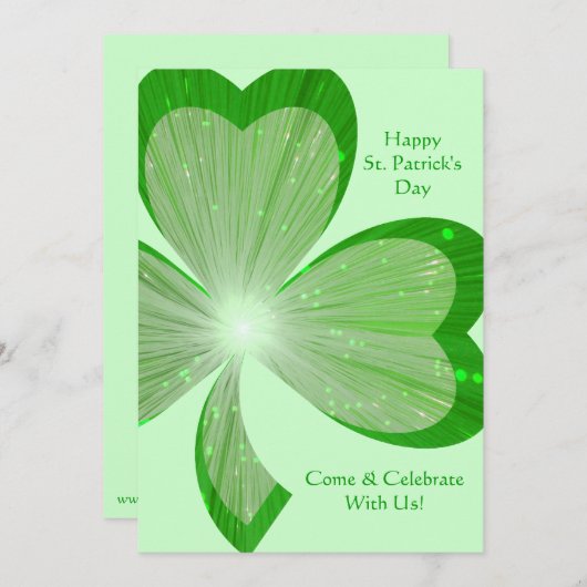 Kleeblatt "Happy St.Patrick's Day" Einladung grün (Vorne/Hinten)
