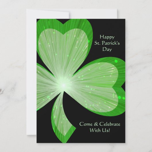 Kleeblatt "Happy St.Patrick's Day" Einladung schwa (Vorderseite)