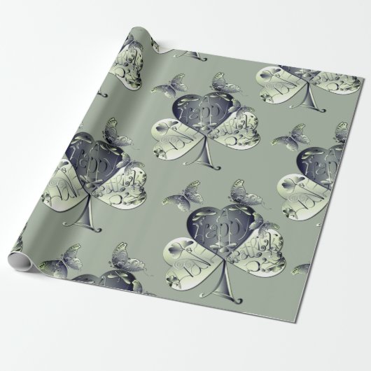 Kleeblatt "Happy St. Patrick's Day" Geschenkpapier (Ungerollt)