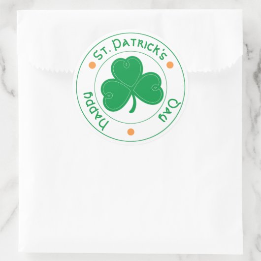 Kleeblatt "Happy St. Patrick's Day" Runder Aufkleber (Tasche)