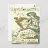 Kleeblatt-Harfe von erinischen Musiknoten Postkarte (Vorne/Hinten)