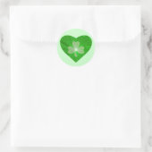 Kleeblatt Heart Aufkleber rund grün (Tasche)