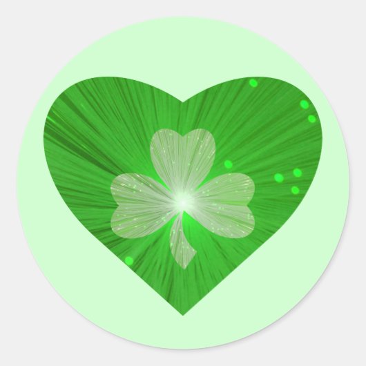 Kleeblatt Heart Aufkleber rund grün (Vorderseite)