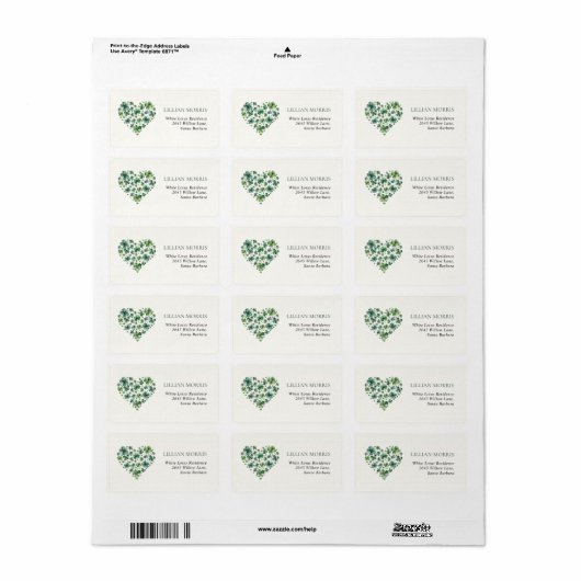 Kleeblatt Heart St Patricks Day Brautparty Adressaufkleber (Vorne)