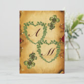 KLEEBLATT HEARTS MONOGRAM PARCHMENT ANKÜNDIGUNG (Stehend Vorderseite)