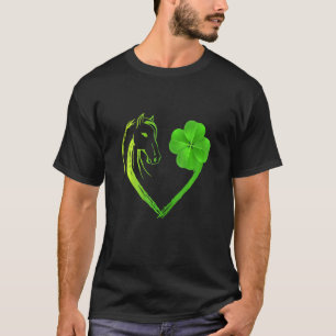 Kleeblatt Herz Pferd C St Patricks Day Frau Mädche T-Shirt