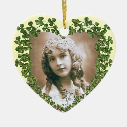 KLEEBLATT-HERZFOTOVORLAGE VON SAINT PATRICK KERAMIK ORNAMENT (Vorne)