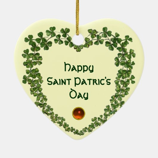 KLEEBLATT-HERZFOTOVORLAGE VON SAINT PATRICK KERAMIK ORNAMENT (Hinten)