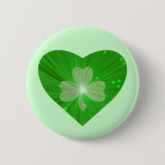 Kleeblatt Herztaste Abzeichen grün Button (Vorderseite)