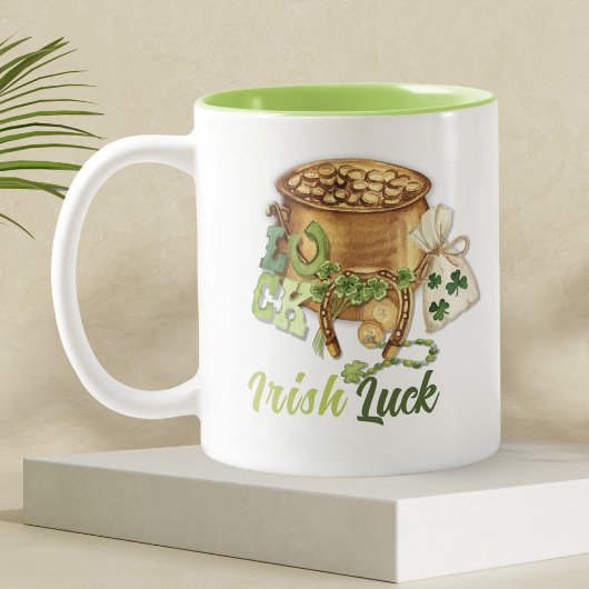 Kleeblatt Horseshoe Luck Funny St Patricks Day Zweifarbige Tasse