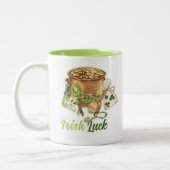 Kleeblatt Horseshoe Luck Funny St Patricks Day Zweifarbige Tasse (Links)