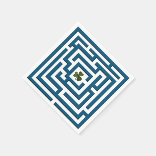 Kleeblatt in Blue Labyrinth Challenge Serviette (Ecke)