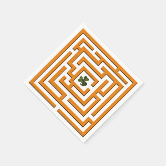 Kleeblatt in Orange Labyrinth Challenge Serviette (Ecke)