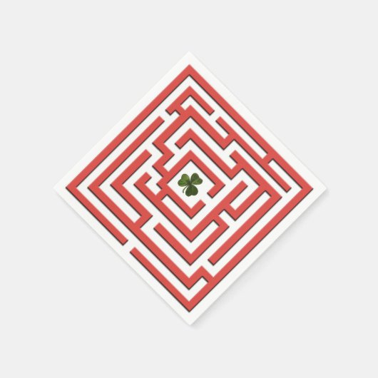 Kleeblatt in Red Labyrinth Challenge Serviette (Ecke)