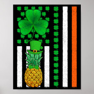 Kleeblatt Irisch Amerikanische Flagge Ananas Fruch Poster