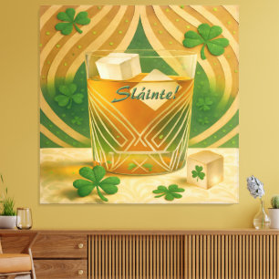 Kleeblatt-Irische-Whiskey-Tasse "Sláinte!" Leinwanddruck
