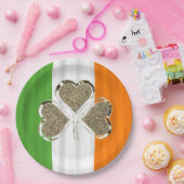 Kleeblatt-irisches Flaggen-Klee-Irland-Gold Pappteller (Party)