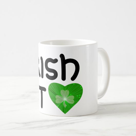 Kleeblatt "Irish at (heart)" Tasse weiß (VorderseiteRechts)