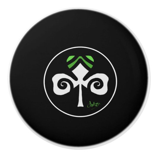 Kleeblatt Irish Circle Logo Keramikknauf (Vorderseite)