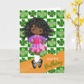 Kleeblatt Irish Dance Black Girl Geburtstag Karte (Gelbe Blume)