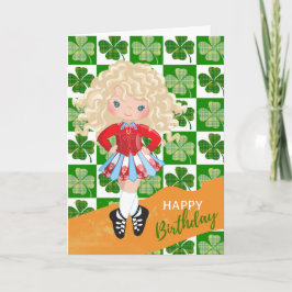 Kleeblatt Irish Dance Blond Hair Girl Geburtstag Karte