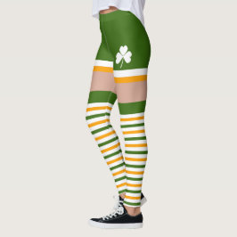 Kleeblatt Irish Green Orange St Patricks Day Leggings