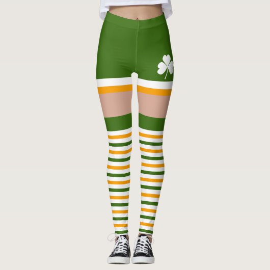 Kleeblatt Irish Green Orange St Patricks Day Leggings (Vorderseite)