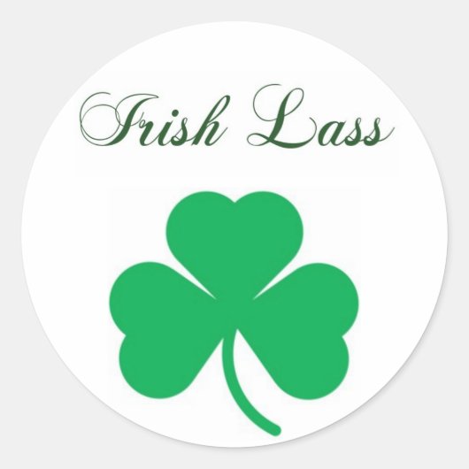 Kleeblatt-Irish Lass Runder Aufkleber (Vorderseite)