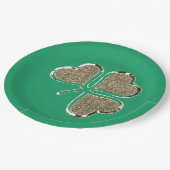 Kleeblatt Irish Symbol Clover Irland Gold Elegant Pappteller (Schrägansicht)