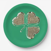 Kleeblatt Irish Symbol Clover Irland Gold Elegant Pappteller (Vorderseite)