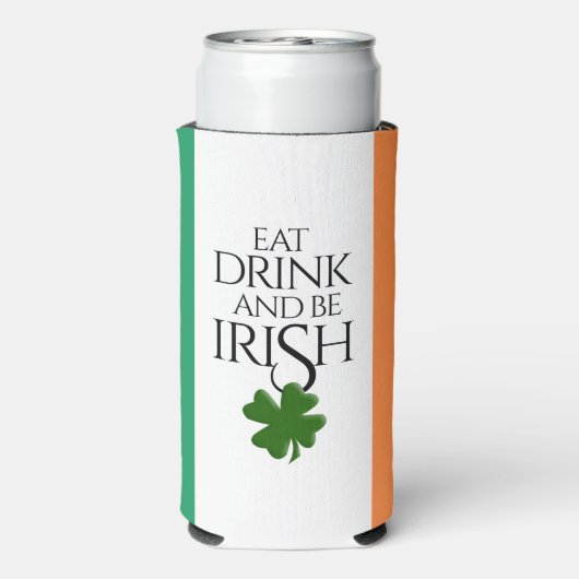 Kleeblatt isst trinken und irische Flagge führen Selters Dosenkühler (Seltzer Rückseite)