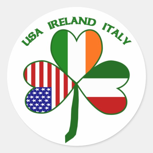 Kleeblatt Italien USA Irland Runder Aufkleber (Vorderseite)