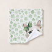 Kleeblatt Katze mit blauen Augen Badhandtuch Set (Waschlappen)