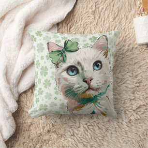 Kleeblatt Katze mit blauen Augen Kissen